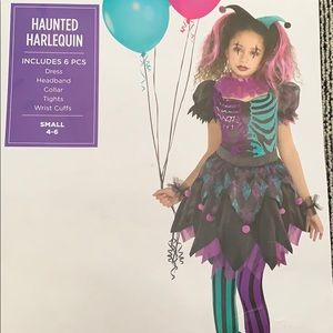 Cute Haunted Harlequin Costume Size 4-6 Small Kids